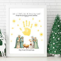 My First Christmas Handprint Craft Printable | Christian Nativity Keepsake | Baby's First Christmas | Sunday School Christmas Activity