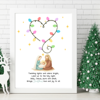 Christian Christmas Fingerprint Lights Craft | Baby Jesus Nativity Printable | Preschool Christmas Keepsake | Sunday School Fingerprint Activity