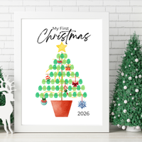 My First Christmas Fingerprint Tree Craft Printable | Baby's First Christmas Keepsake | Christmas Finger Painting Activity | Preschool Holiday Craft