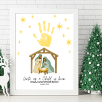 Diverse Nativity Handprint Craft Printable | Inclusive Christian Christmas Keepsake | Unto Us a Child Is Born Handprint Activity | Isaiah 9:6 Craft