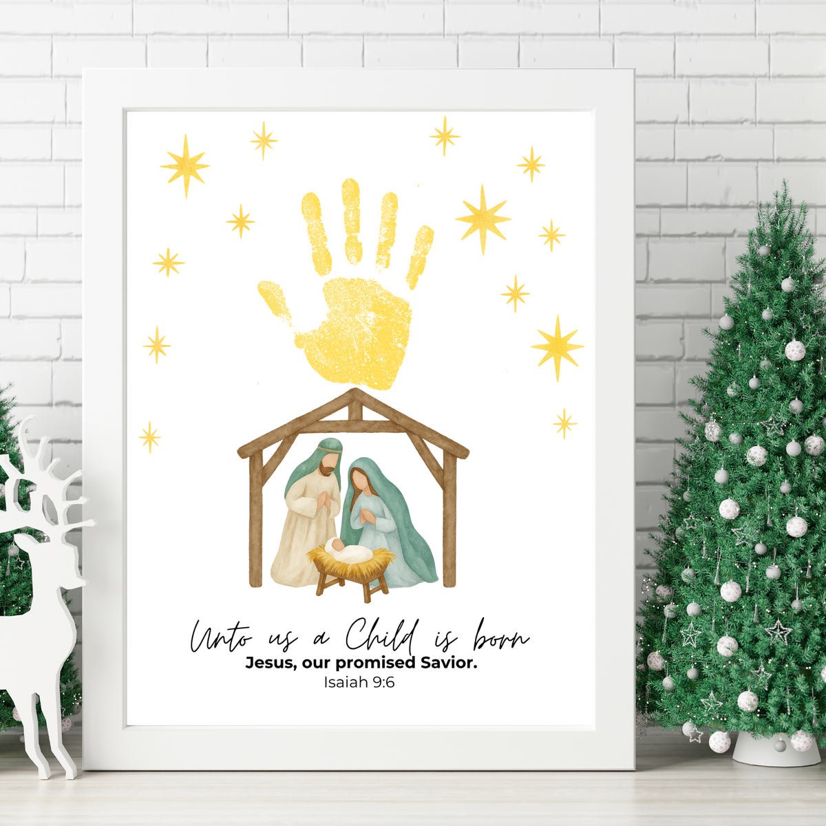 Unto Us a Child Is Born Handprint Craft | Christian Nativity Printable | Christmas Bible Keepsake | Preschool Jesus Birth Activity