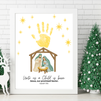 Unto Us a Child Is Born Handprint Craft | Christian Nativity Printable | Christmas Bible Keepsake | Preschool Jesus Birth Activity