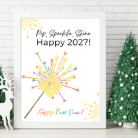 Pop, Sparkle, Shine Happy 2027 Handprint Craft Printable | New Year's Eve Handprint Keepsake | Preschool New Year Activity | 2027 Kids Craft