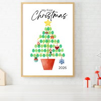My First Christmas Fingerprint Tree Craft Printable | Baby's First Christmas Keepsake | Christmas Finger Painting Activity | Preschool Holiday Craft