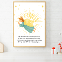 Christian Angel Handprint Craft | Christmas Angel Wings Printable | Preschool Christmas Keepsake | Sunday School Nativity Activity