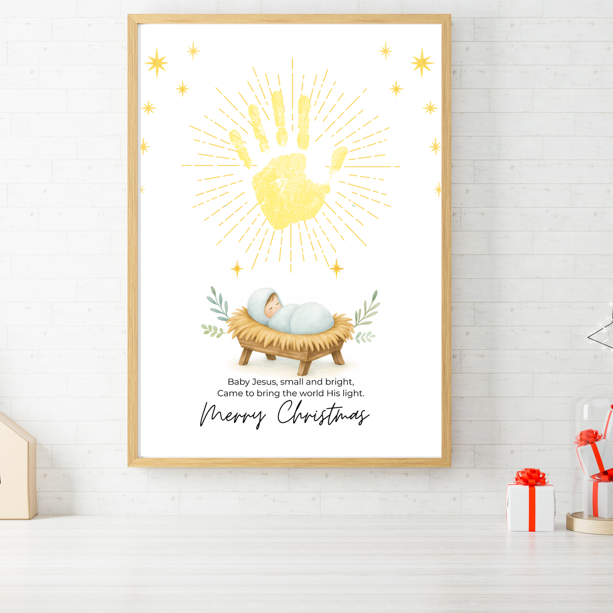 Baby Jesus Handprint Craft Printable | Christian Christmas Keepsake | Nativity Handprint Activity | Sunday School Christmas Craft