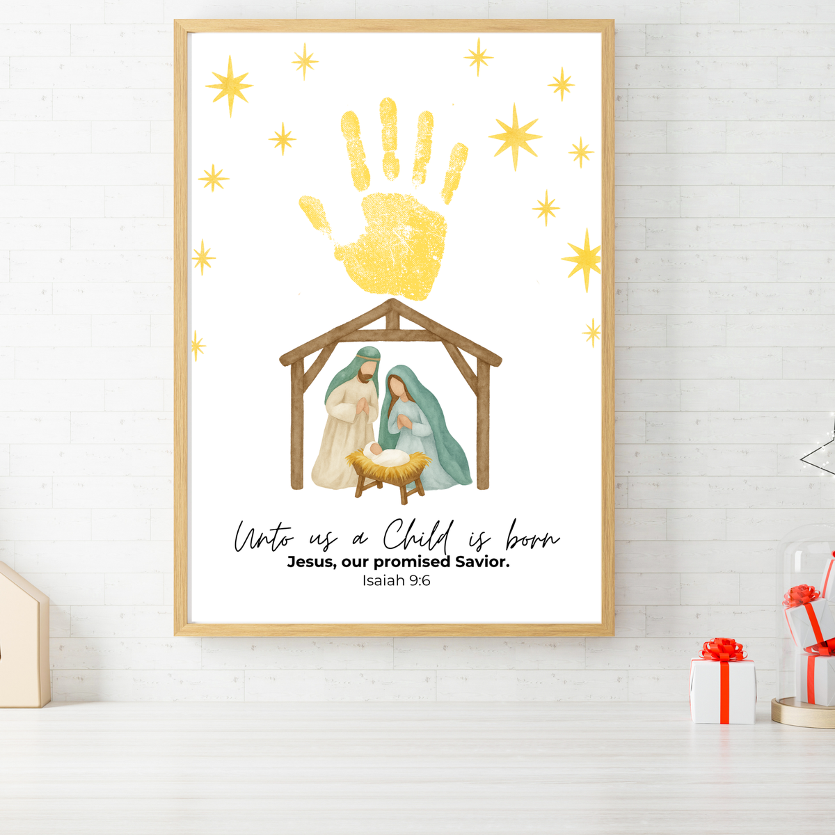 Unto Us a Child Is Born Handprint Craft | Christian Nativity Printable | Christmas Bible Keepsake | Preschool Jesus Birth Activity