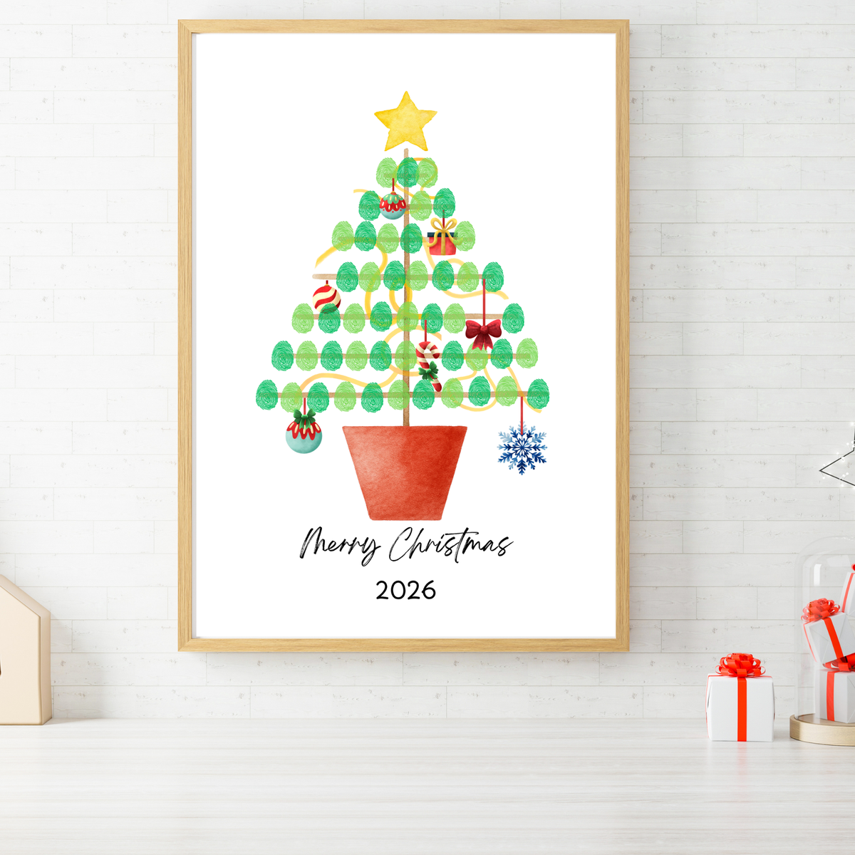 Christmas Fingerprint Tree Craft Printable | Christmas Tree Fingerprint Keepsake | Preschool Christmas Activity | Holiday Finger Painting Craft