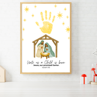Diverse Nativity Handprint Craft Printable | Inclusive Christian Christmas Keepsake | Unto Us a Child Is Born Handprint Activity | Isaiah 9:6 Craft