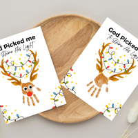 Christian Reindeer Handprint Craft Printable | God Picked Me to Shine His Light | Christmas Handprint Keepsake | Faith Christmas Craft | Sunday School Activity