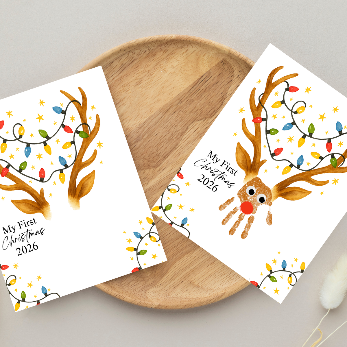 My First Christmas Reindeer Handprint Craft Printable | Baby's First Christmas Keepsake | Christmas Handprint Art | Reindeer Christmas Craft | Holiday Activity
