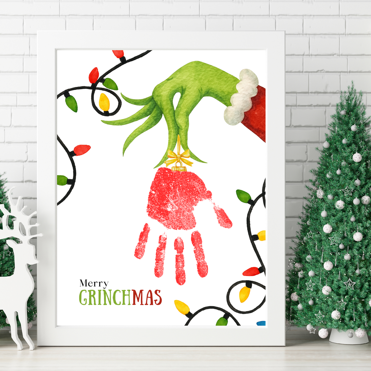 Grinchmas Handprint Ornament Craft Printable | Christmas Handprint Keepsake | Grinch Inspired Preschool Activity