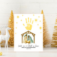 Diverse Nativity Handprint Craft Printable | Inclusive Christian Christmas Keepsake | Unto Us a Child Is Born Handprint Activity | Isaiah 9:6 Craft