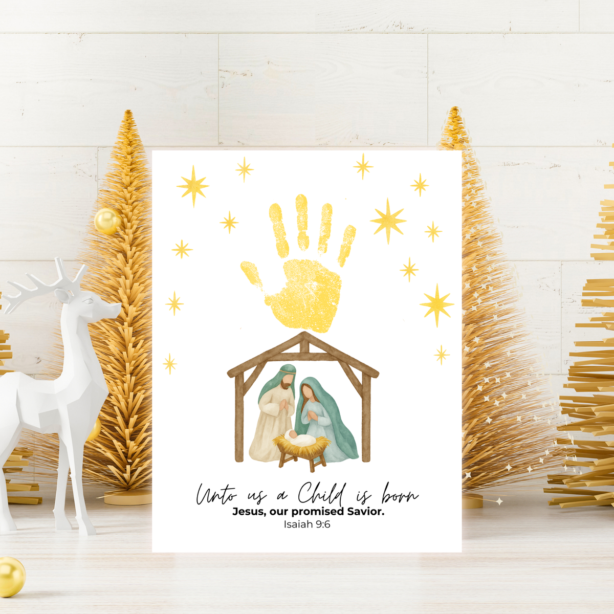 Unto Us a Child Is Born Handprint Craft | Christian Nativity Printable | Christmas Bible Keepsake | Preschool Jesus Birth Activity