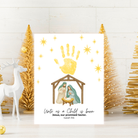 Unto Us a Child Is Born Handprint Craft | Christian Nativity Printable | Christmas Bible Keepsake | Preschool Jesus Birth Activity