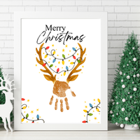 Merry Christmas Reindeer Handprint Craft Printable | Reindeer Keepsake | Christmas Handprint Activity | Preschool Christmas Craft | Holiday Handprint Art