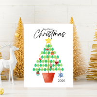 My First Christmas Fingerprint Tree Craft Printable | Baby's First Christmas Keepsake | Christmas Finger Painting Activity | Preschool Holiday Craft