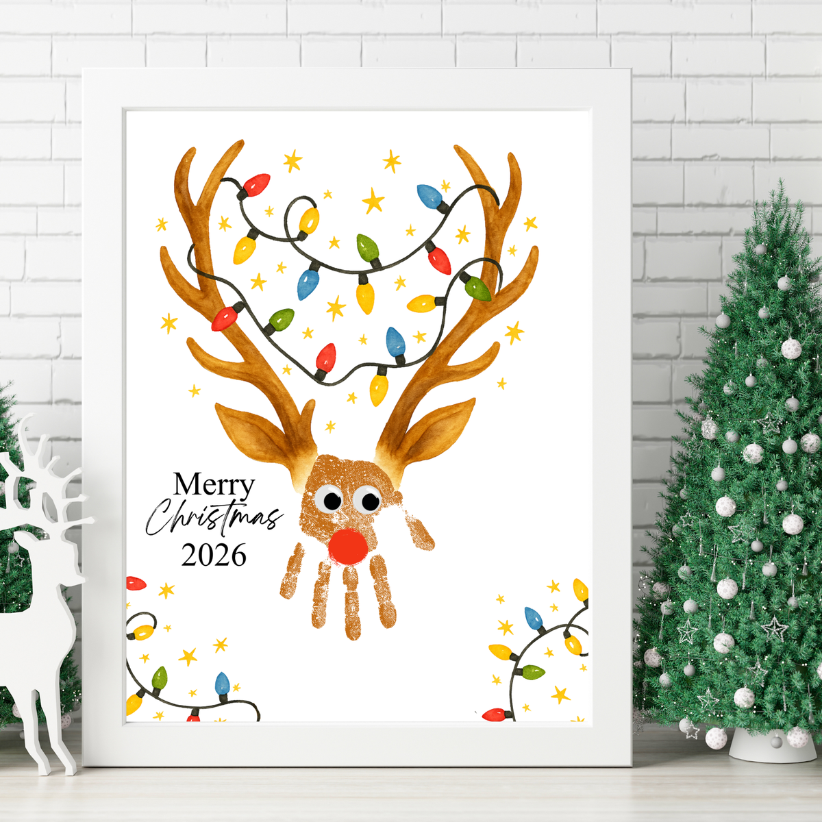 Merry Christmas Reindeer 2026 Handprint Craft Printable | Reindeer Keepsake | Christmas Handprint Activity | Preschool Christmas Craft | Kids Holiday Art