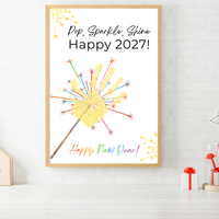 Pop, Sparkle, Shine Happy 2027 Handprint Craft Printable | New Year's Eve Handprint Keepsake | Preschool New Year Activity | 2027 Kids Craft