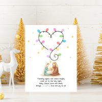 Christian Christmas Fingerprint Lights Craft | Baby Jesus Nativity Printable | Preschool Christmas Keepsake | Sunday School Fingerprint Activity