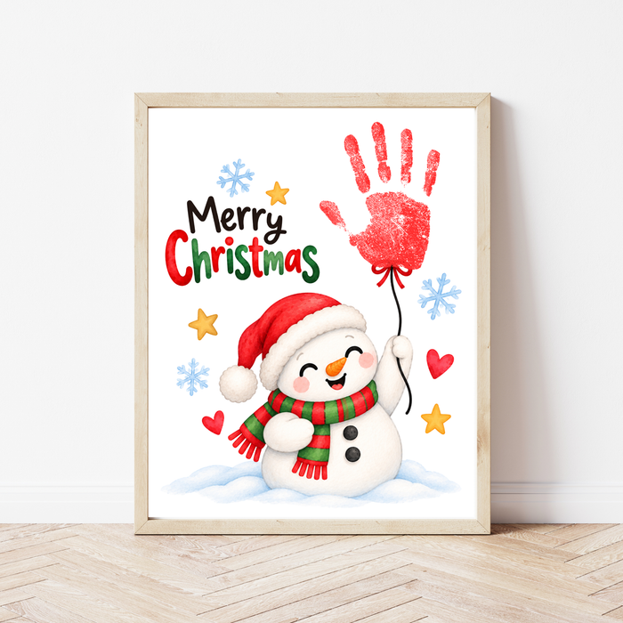 Christmas Snowman Handprint Craft for Kids | Merry Christmas Printable | Preschool Holiday Keepsake