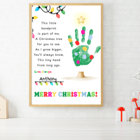 Christmas Tree Poem Handprint Craft Printable | Christmas Lights Handprint Keepsake | Preschool Christmas Activity | Kids Holiday Craft