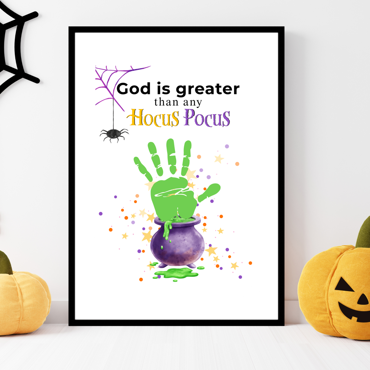 God Is Greater Than Any Hocus Pocus Halloween Handprint Craft | Christian Halloween Printable | Faith-Based Preschool Keepsake | Church Activity