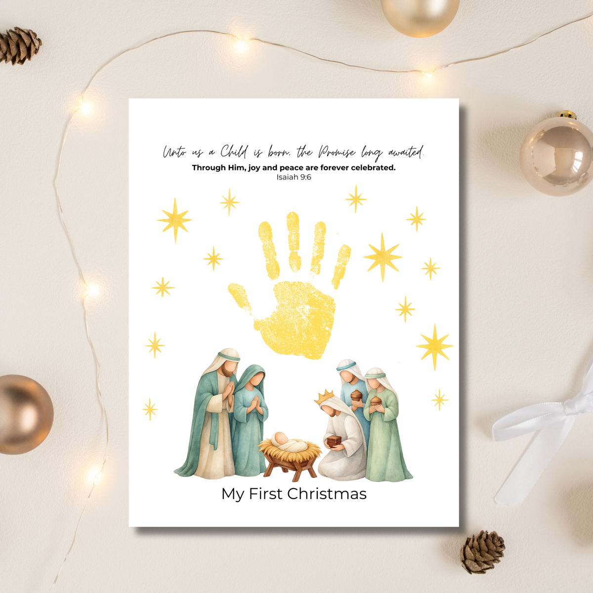 My First Christmas Handprint Craft Printable | Christian Nativity Keepsake | Baby's First Christmas | Sunday School Christmas Activity
