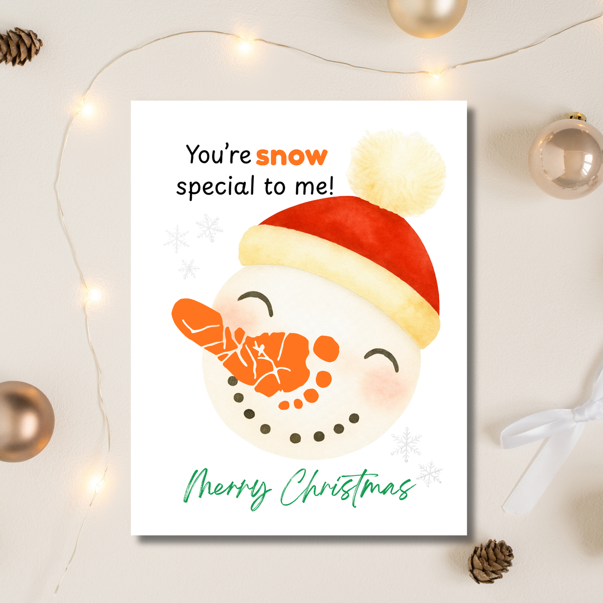 Snowman Footprint Craft Printable | You're Snow Special to Me | Christmas Footprint Keepsake | Preschool Holiday Activity
