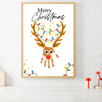 Merry Christmas Reindeer Handprint Craft Printable | Reindeer Keepsake | Christmas Handprint Activity | Preschool Christmas Craft | Holiday Handprint Art