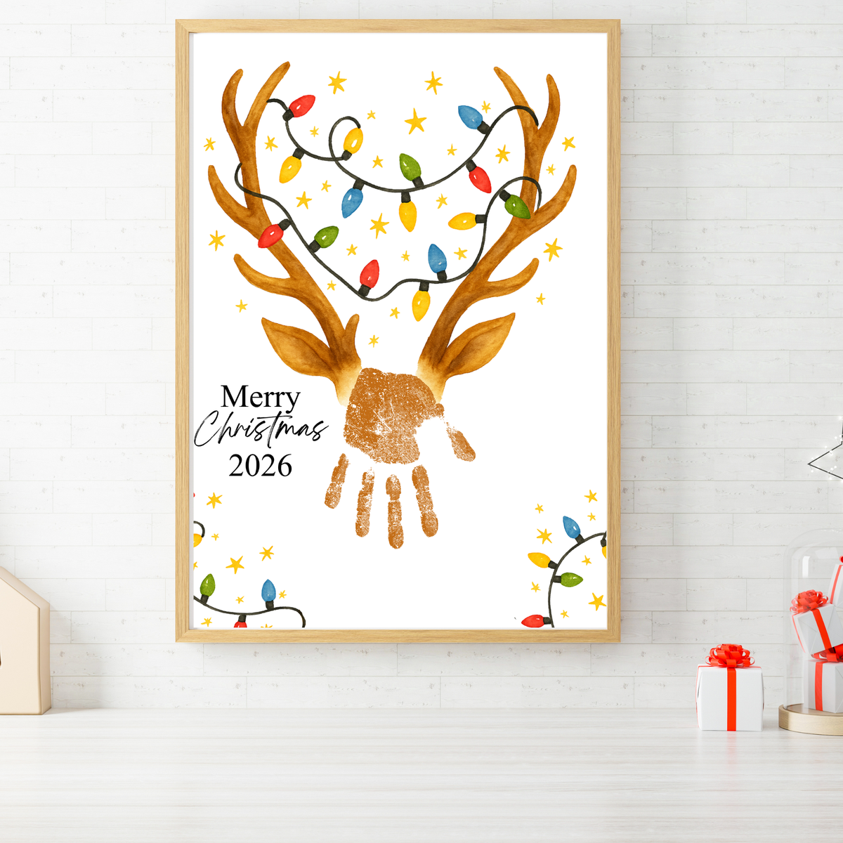 Merry Christmas Reindeer 2026 Handprint Craft Printable | Reindeer Keepsake | Christmas Handprint Activity | Preschool Christmas Craft | Kids Holiday Art