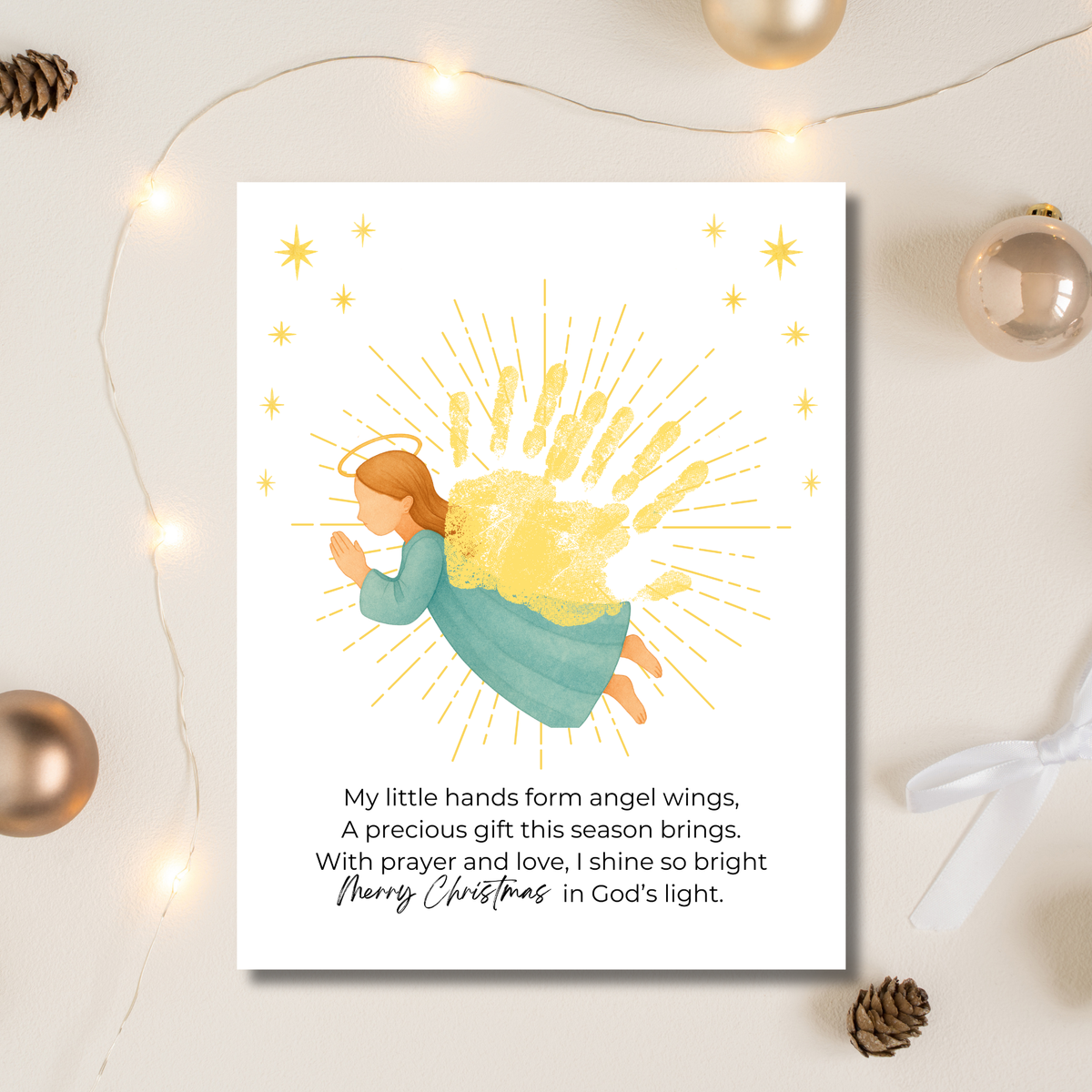 Christian Angel Handprint Craft | Christmas Angel Wings Printable | Preschool Christmas Keepsake | Sunday School Nativity Activity