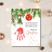 Christmas Ornament Handprint Craft Printable | Merry Christmas Keepsake | Preschool Christmas Handprint Activity | Holiday Classroom Craft