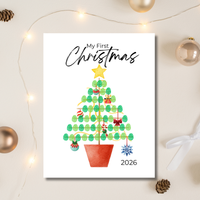 My First Christmas Fingerprint Tree Craft Printable | Baby's First Christmas Keepsake | Christmas Finger Painting Activity | Preschool Holiday Craft