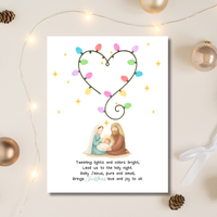 Christian Christmas Fingerprint Lights Craft | Baby Jesus Nativity Printable | Preschool Christmas Keepsake | Sunday School Fingerprint Activity