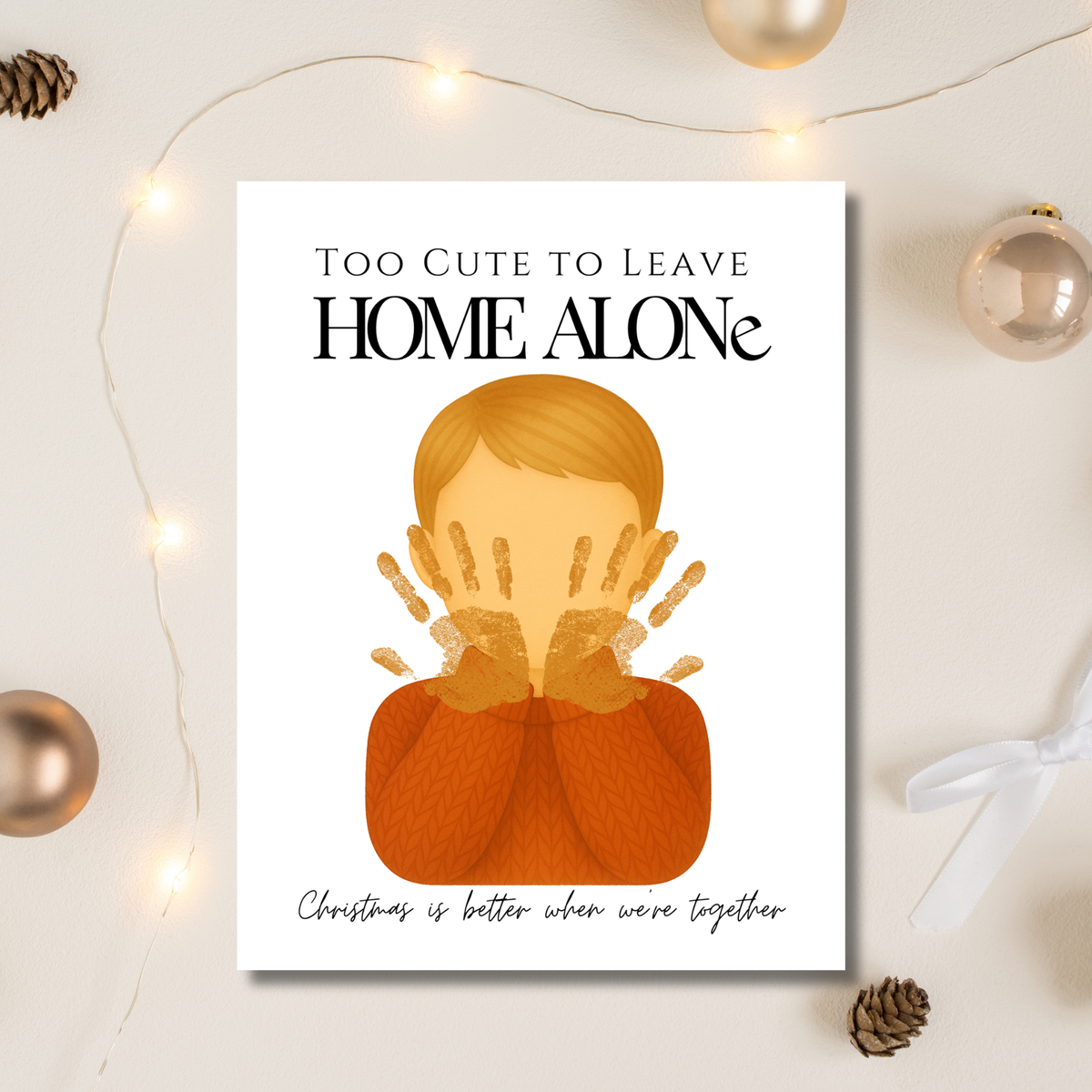 Too Cute to Leave Home Alone Handprint Craft | Christmas Movie Inspired Printable | Preschool Holiday Keepsake | Funny Christmas Handprint Activity