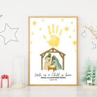 Diverse Nativity Handprint Craft Printable | Inclusive Christian Christmas Keepsake | Unto Us a Child Is Born Handprint Activity | Isaiah 9:6 Craft