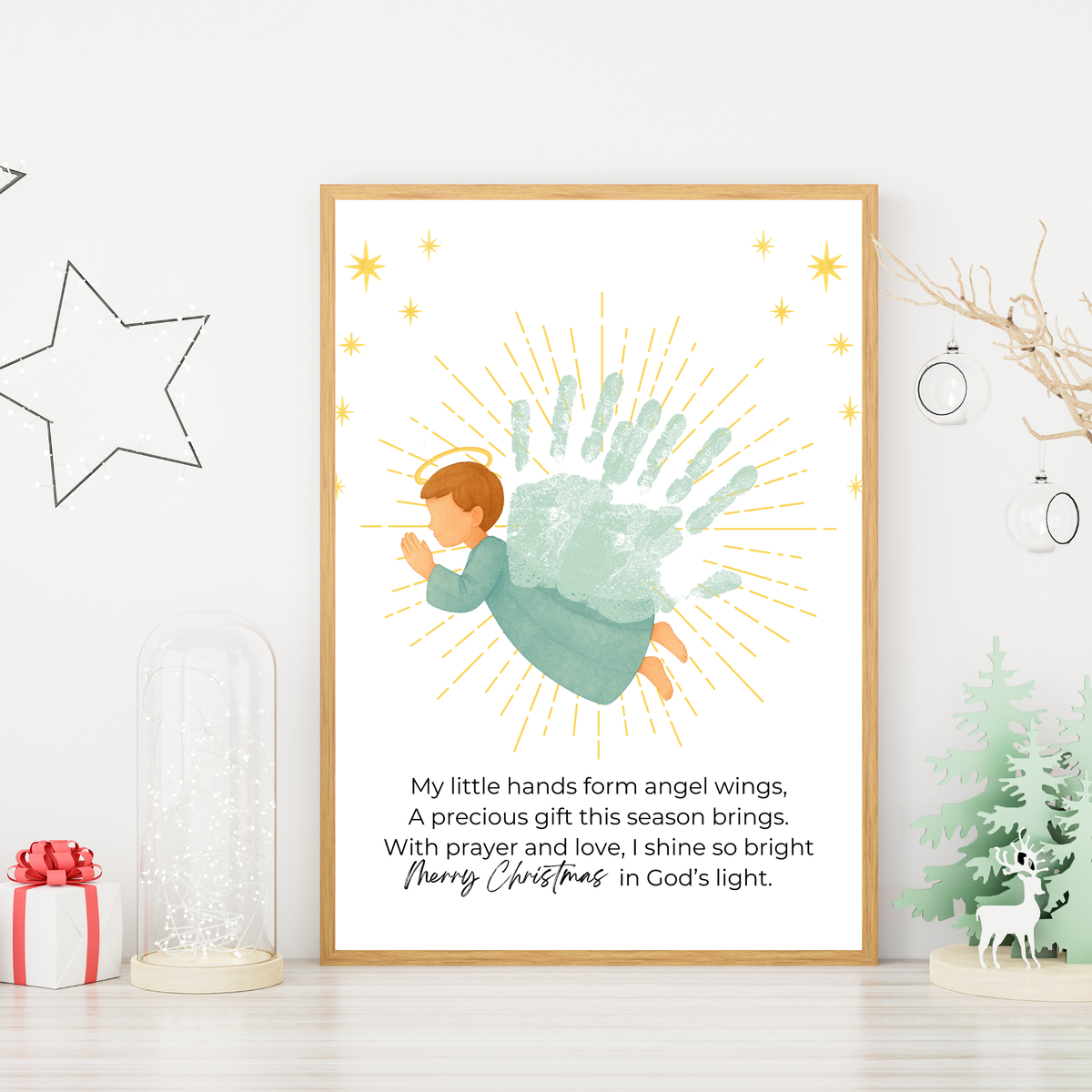 Christian Angel Handprint Craft | Christmas Angel Wings Printable | Preschool Christmas Keepsake | Sunday School Nativity Activity