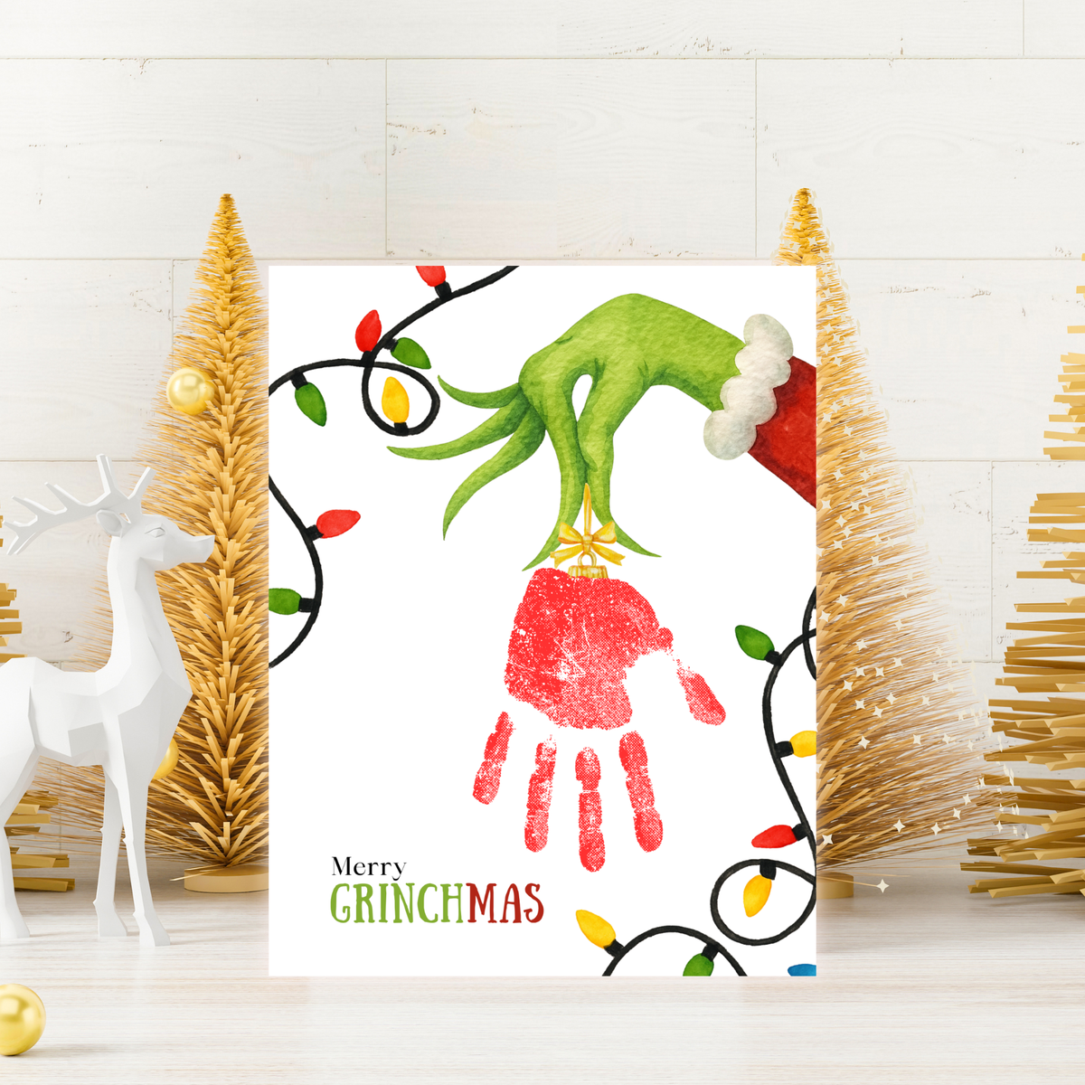 Grinchmas Handprint Ornament Craft Printable | Christmas Handprint Keepsake | Grinch Inspired Preschool Activity