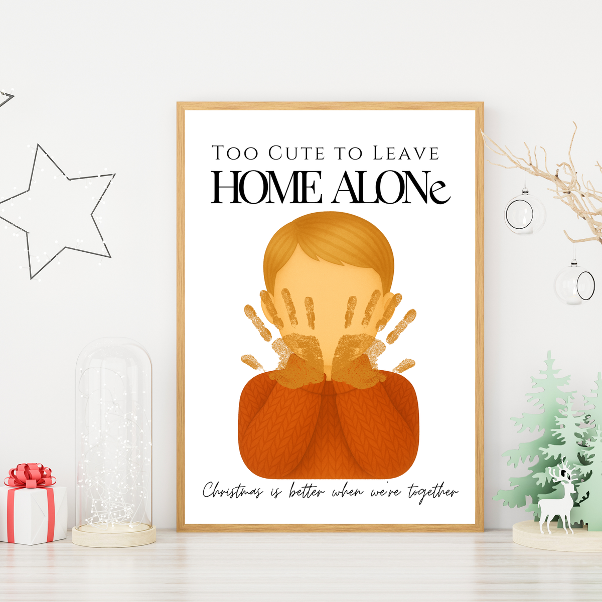 Too Cute to Leave Home Alone Handprint Craft | Christmas Movie Inspired Printable | Preschool Holiday Keepsake | Funny Christmas Handprint Activity