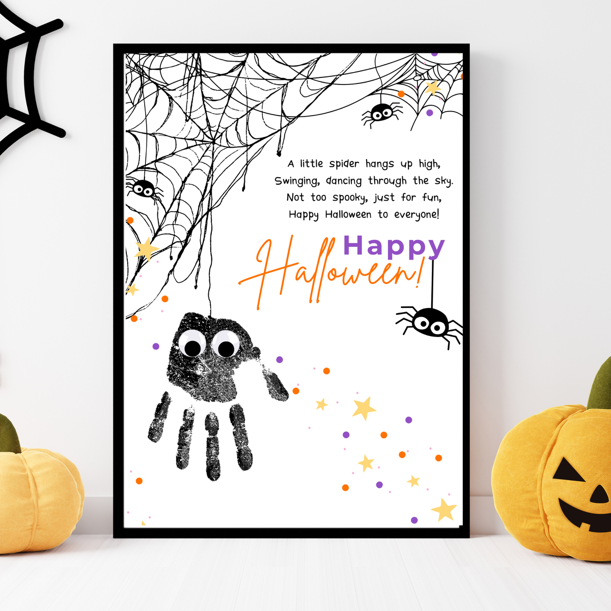 Happy Halloween Spider Handprint Craft Printable | Preschool Halloween Keepsake Activity | Halloween Craft for Kids | Daycare & Classroom Printable