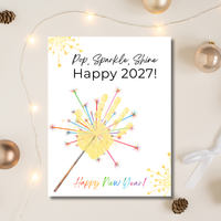 Pop, Sparkle, Shine Happy 2027 Handprint Craft Printable | New Year's Eve Handprint Keepsake | Preschool New Year Activity | 2027 Kids Craft