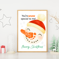 Snowman Footprint Craft Printable | You're Snow Special to Me | Christmas Footprint Keepsake | Preschool Holiday Activity