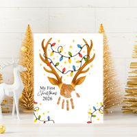 My First Christmas Reindeer Handprint Craft Printable | Baby's First Christmas Keepsake | Christmas Handprint Art | Reindeer Christmas Craft | Holiday Activity