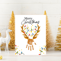 Merry Christmas Reindeer Handprint Craft Printable | Reindeer Keepsake | Christmas Handprint Activity | Preschool Christmas Craft | Holiday Handprint Art