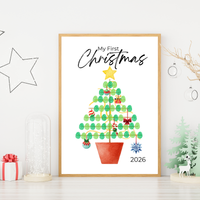 My First Christmas Fingerprint Tree Craft Printable | Baby's First Christmas Keepsake | Christmas Finger Painting Activity | Preschool Holiday Craft