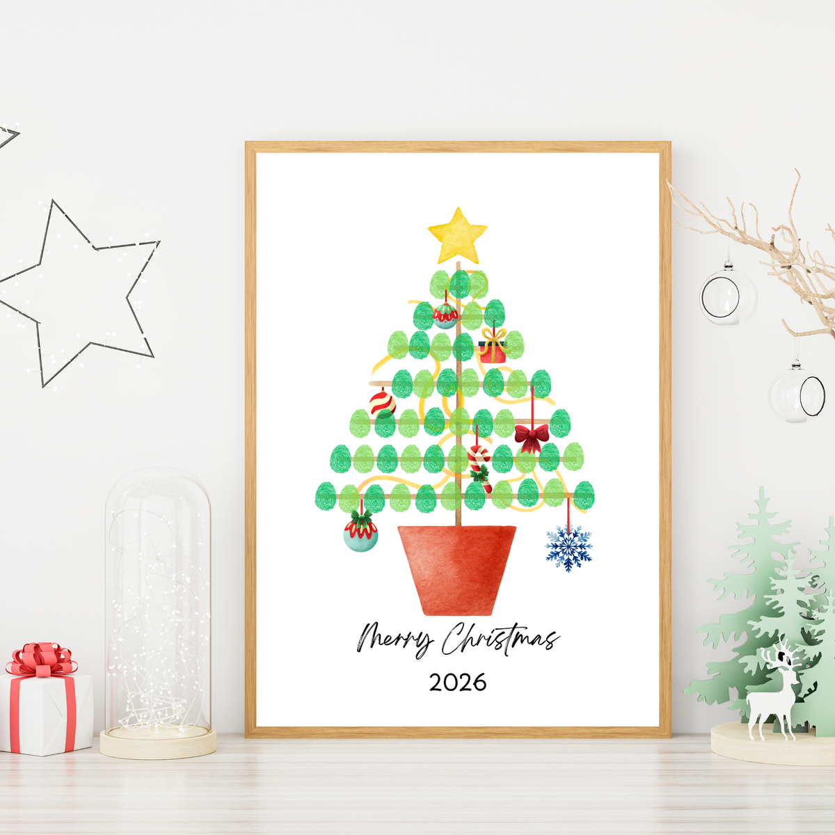 Christmas Fingerprint Tree Craft Printable | Christmas Tree Fingerprint Keepsake | Preschool Christmas Activity | Holiday Finger Painting Craft