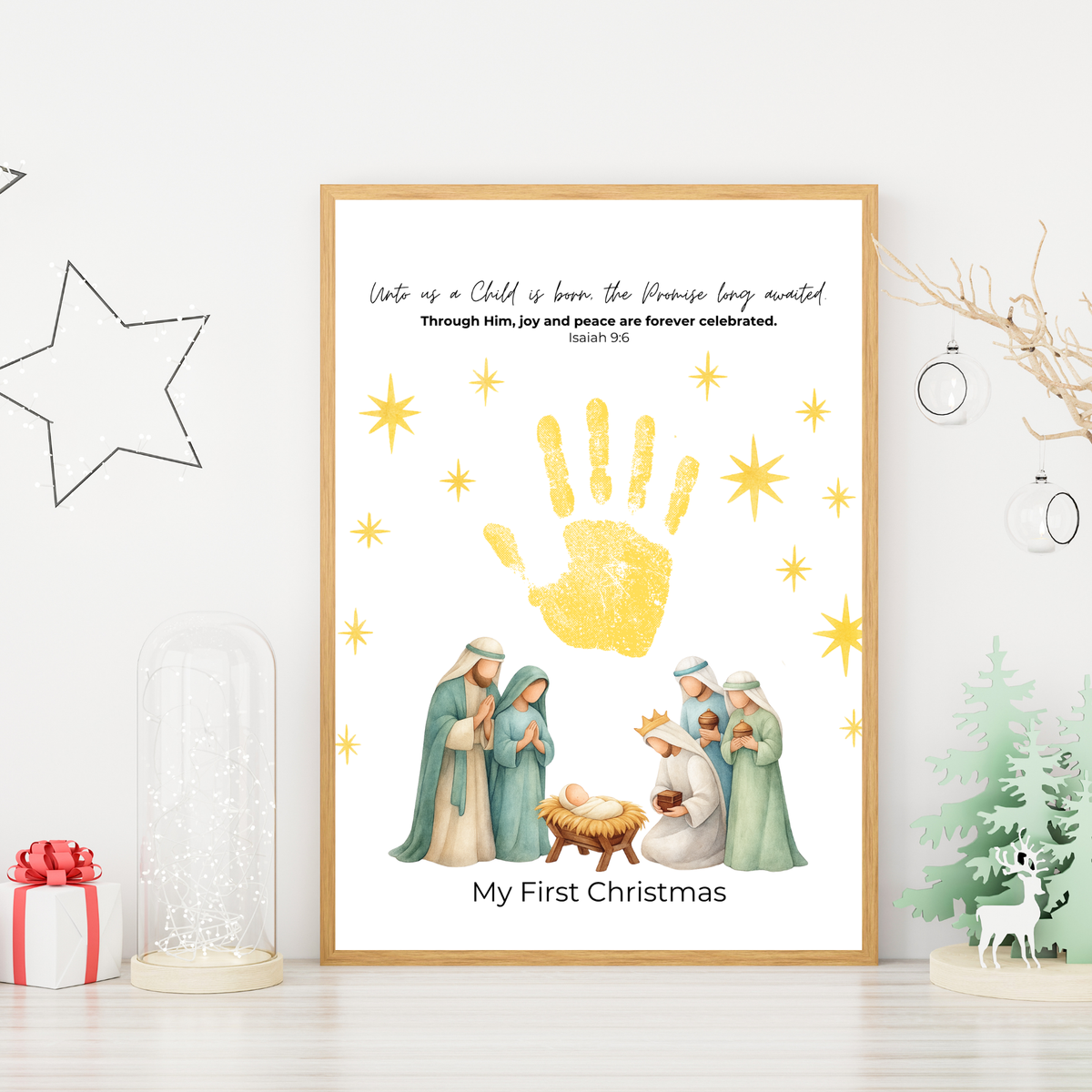 My First Christmas Handprint Craft Printable | Christian Nativity Keepsake | Baby's First Christmas | Sunday School Christmas Activity