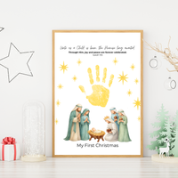 My First Christmas Handprint Craft Printable | Christian Nativity Keepsake | Baby's First Christmas | Sunday School Christmas Activity