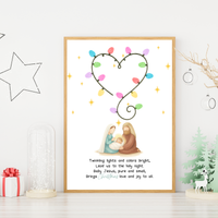 Christian Christmas Fingerprint Lights Craft | Baby Jesus Nativity Printable | Preschool Christmas Keepsake | Sunday School Fingerprint Activity